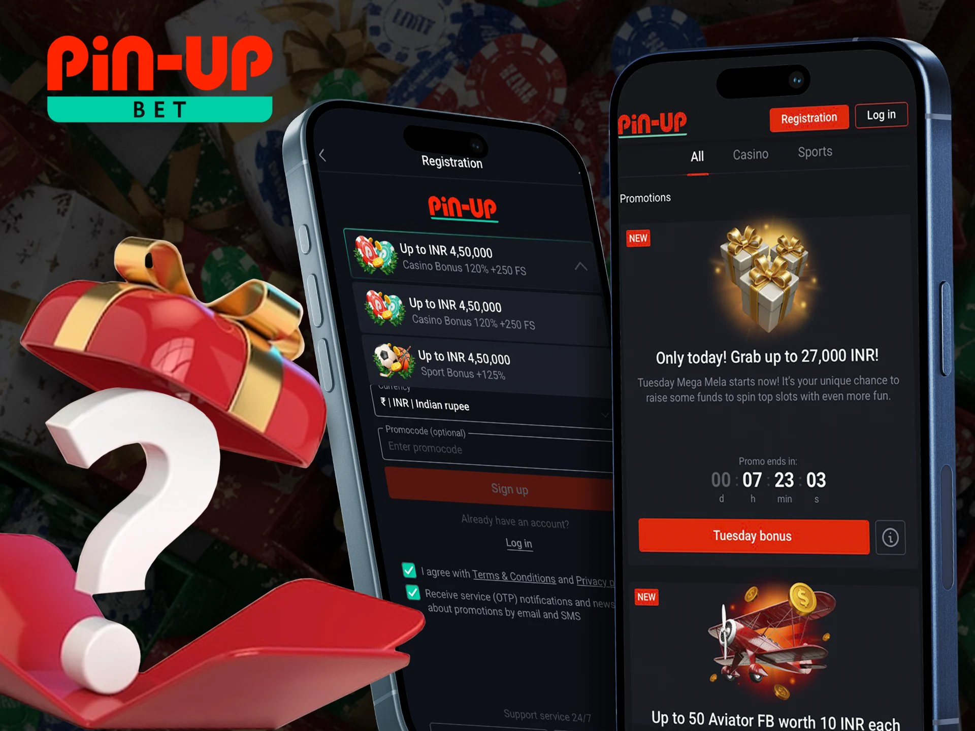 Find out how to get a bonus from Pin Up in the app.