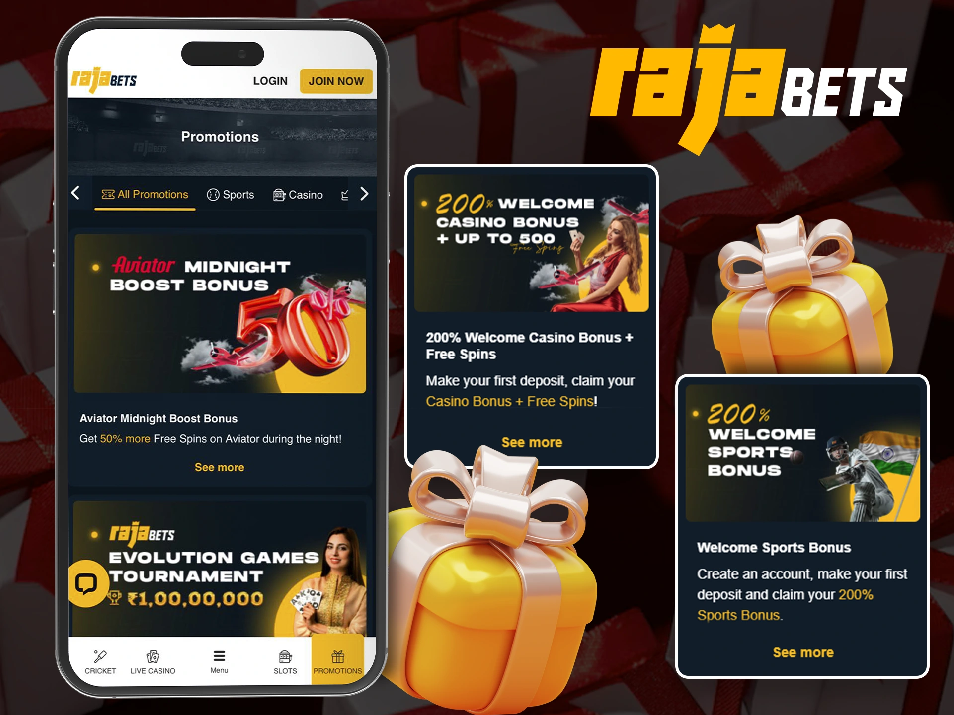 Get bonuses for installing the Rajabets app on your smartphone.