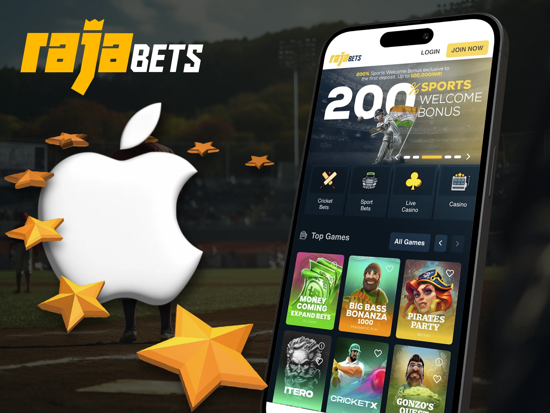 Get a lot of benefits using the Rajabets iOS app.