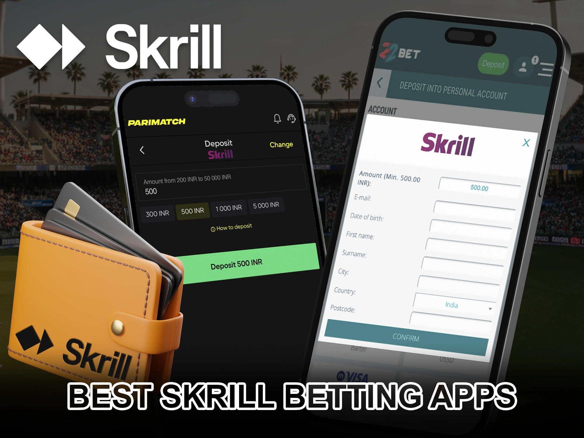 Get instant access to Skrill bets in the app.