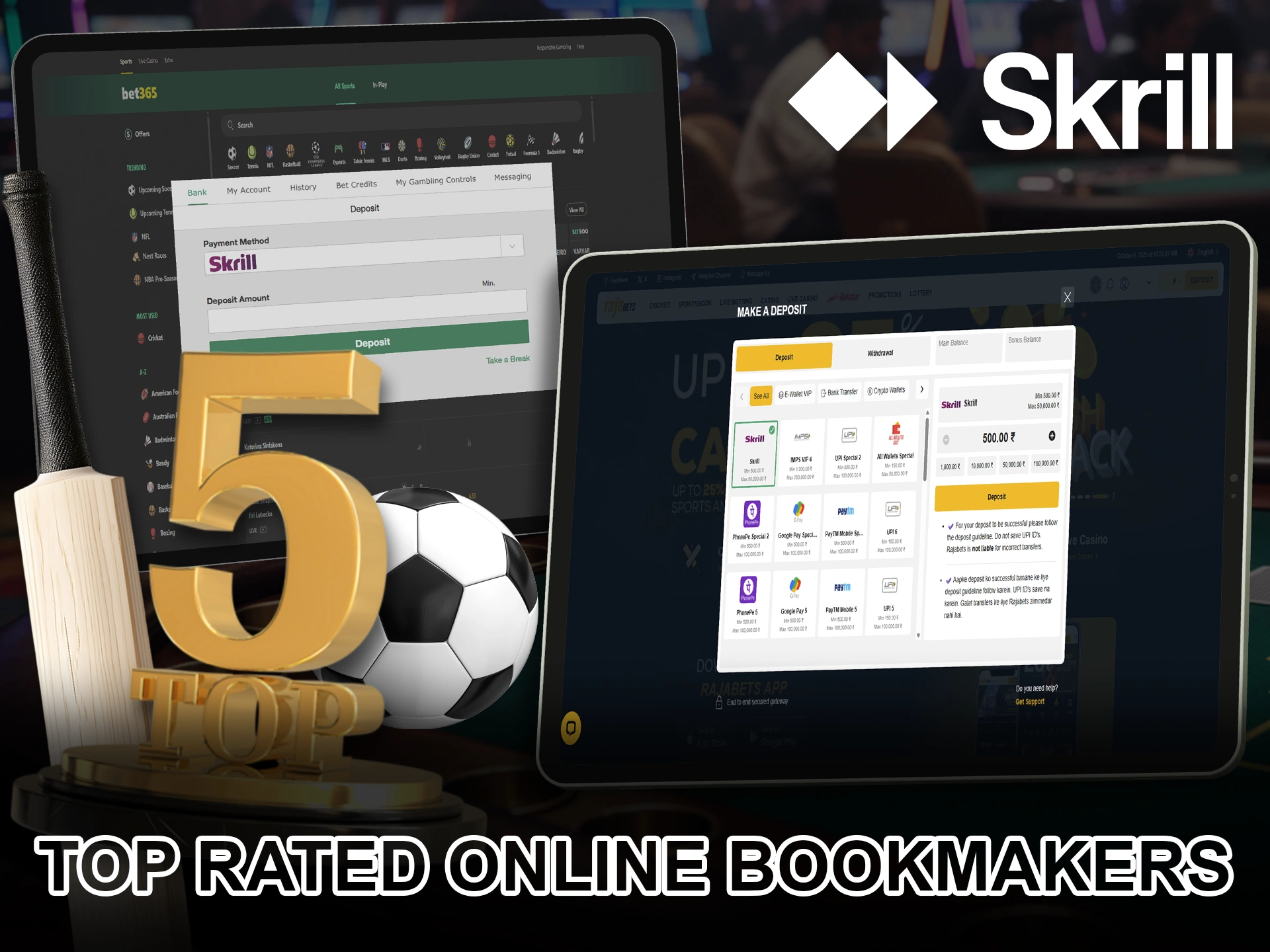 Find out about the top betting sites using Skrill.
