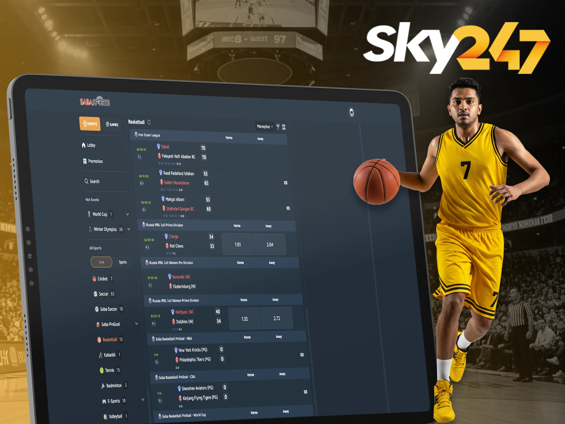 Choose your favorite basketball teams to bet on at Sky247.