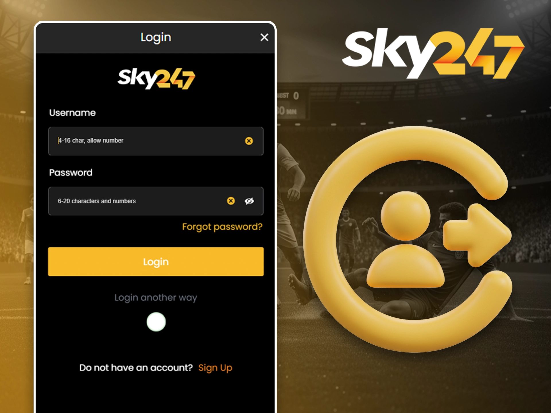 Log in to your personal account to start betting on Sky247.