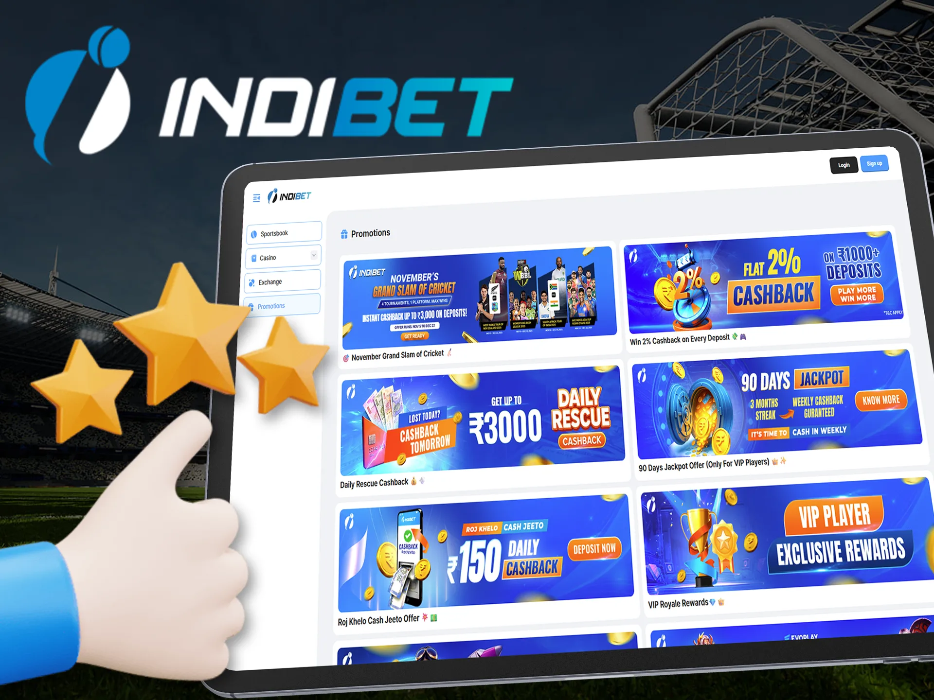 Get a lot of benefits by starting to place bets at Indibet.