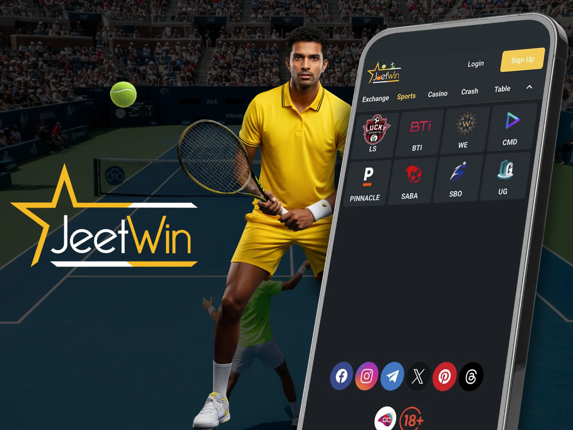 Pick the winner in a tennis match and place a bet in the Jeetwin app.