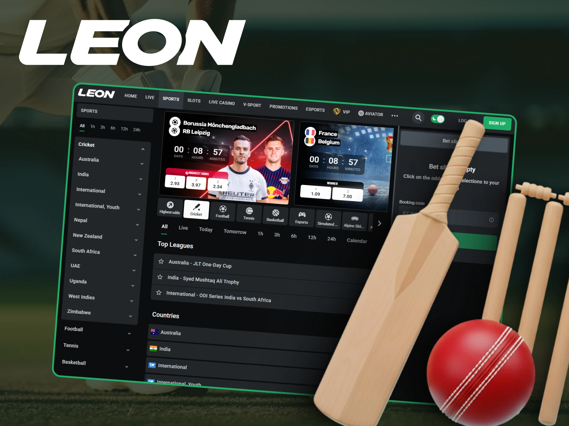 Place your winning wagers on major Cricket events offered by Leonbets.