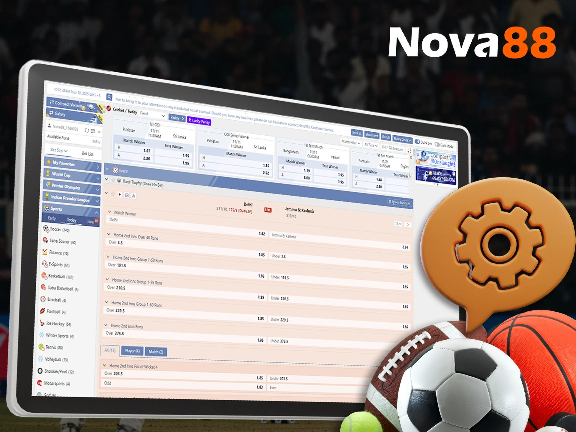 What sports can players bet on at Nova88 online casino.