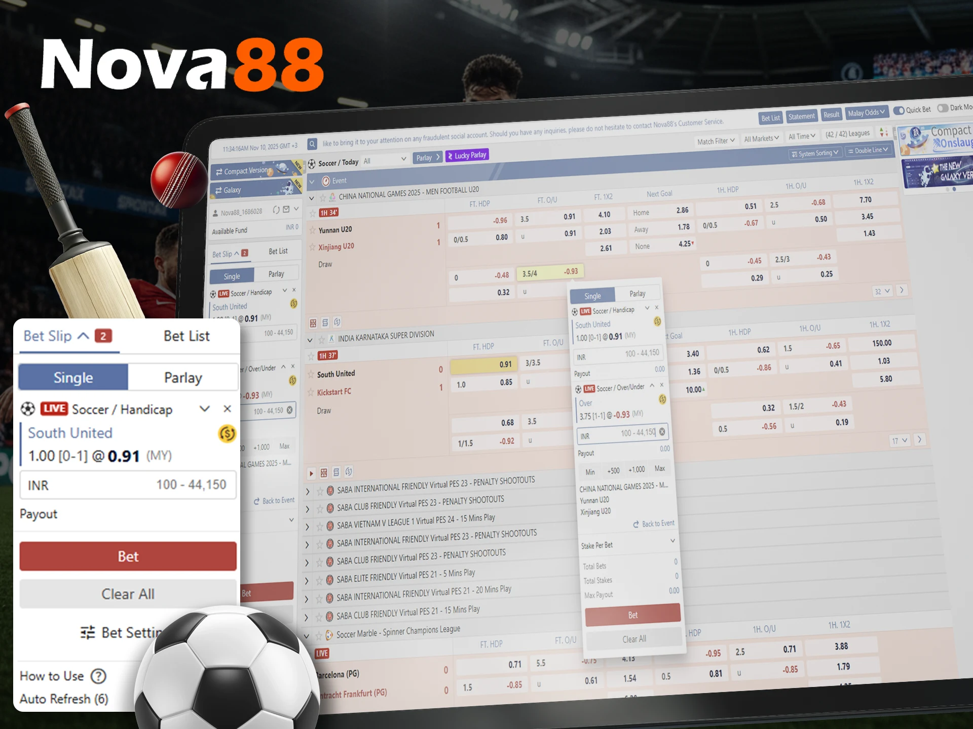 What types of bets does Nova88 online casino offer.