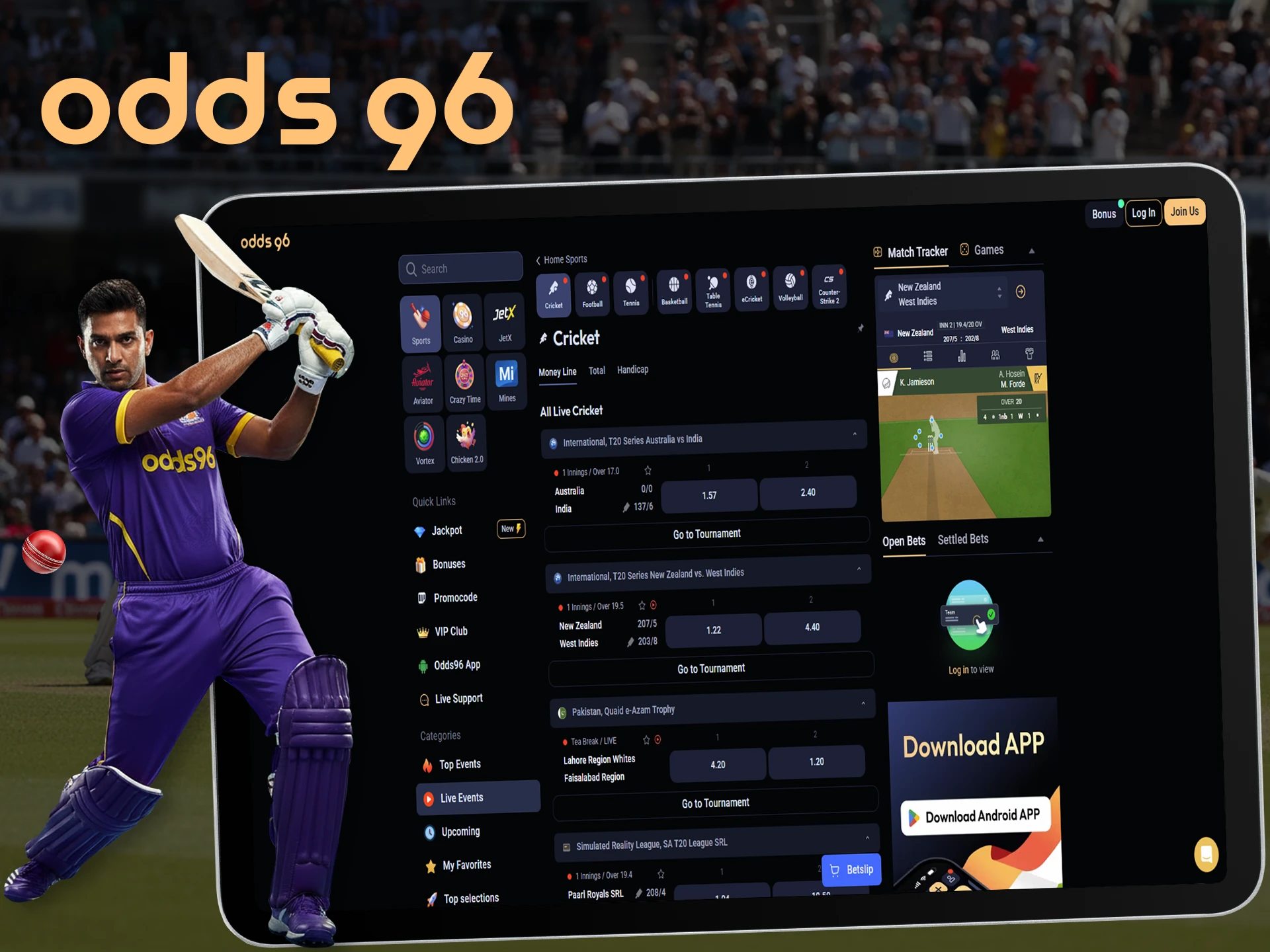 Pick a cricket team for a winning bet at Odds96.