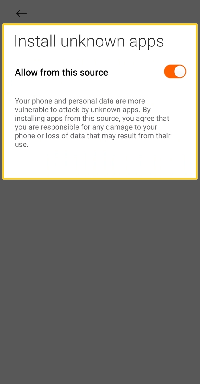 Allow installation of the Sky247 application in settings.