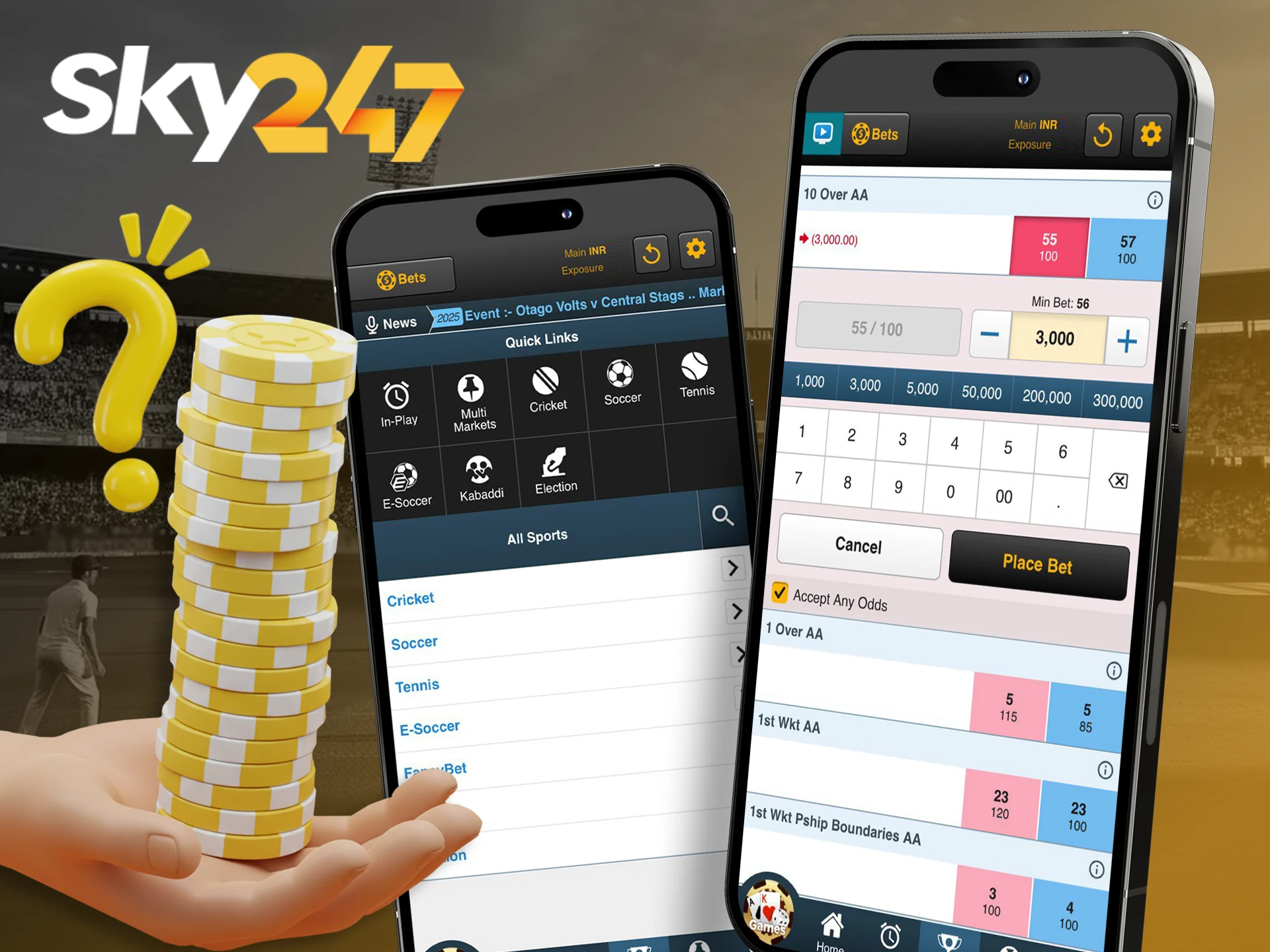 Start betting now on sports or casino at Sky247.