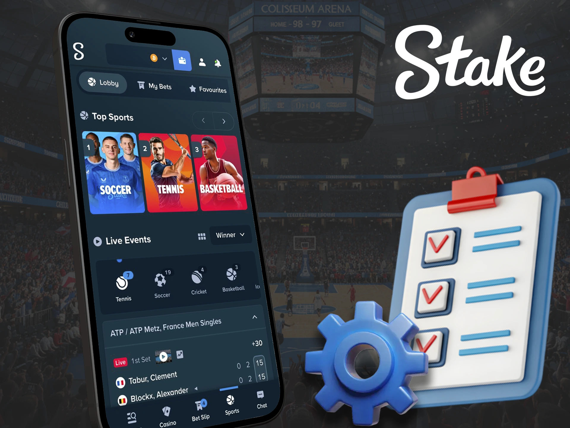 Choose the sports betting options that suit you best in the Stake app.