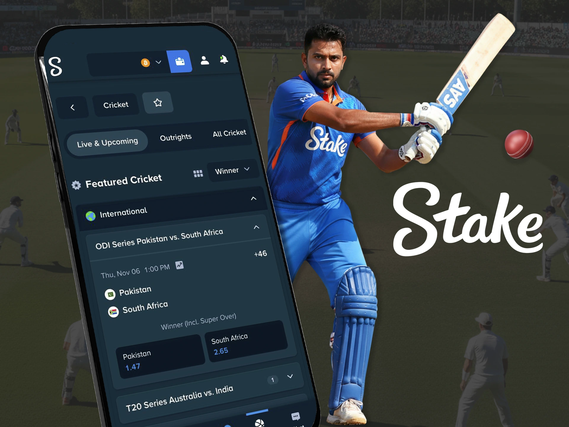 Predict the outcomes of cricket tournament matches now in the Stake app.