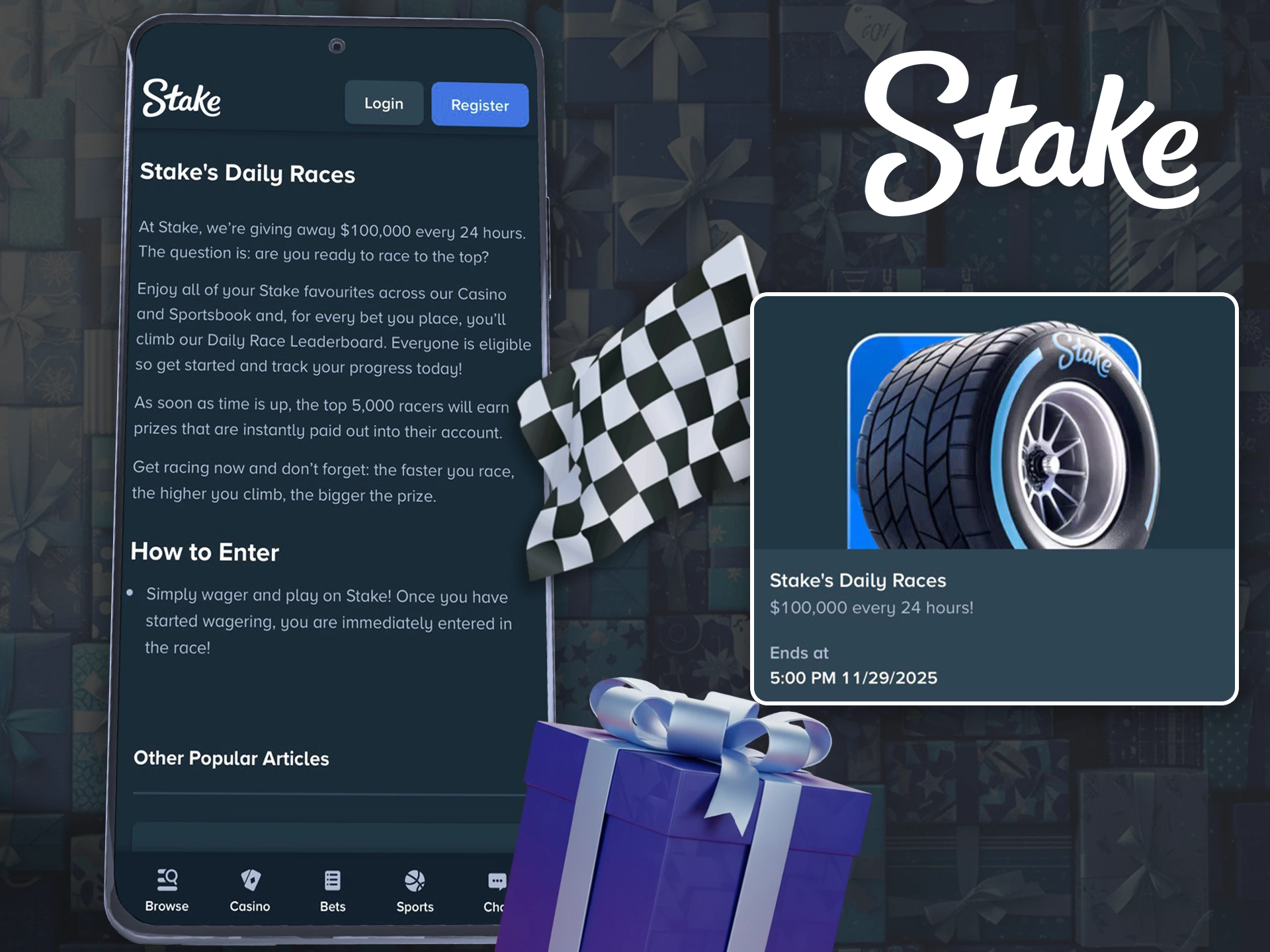 Don't miss out on important bonuses for you using Stake apps.