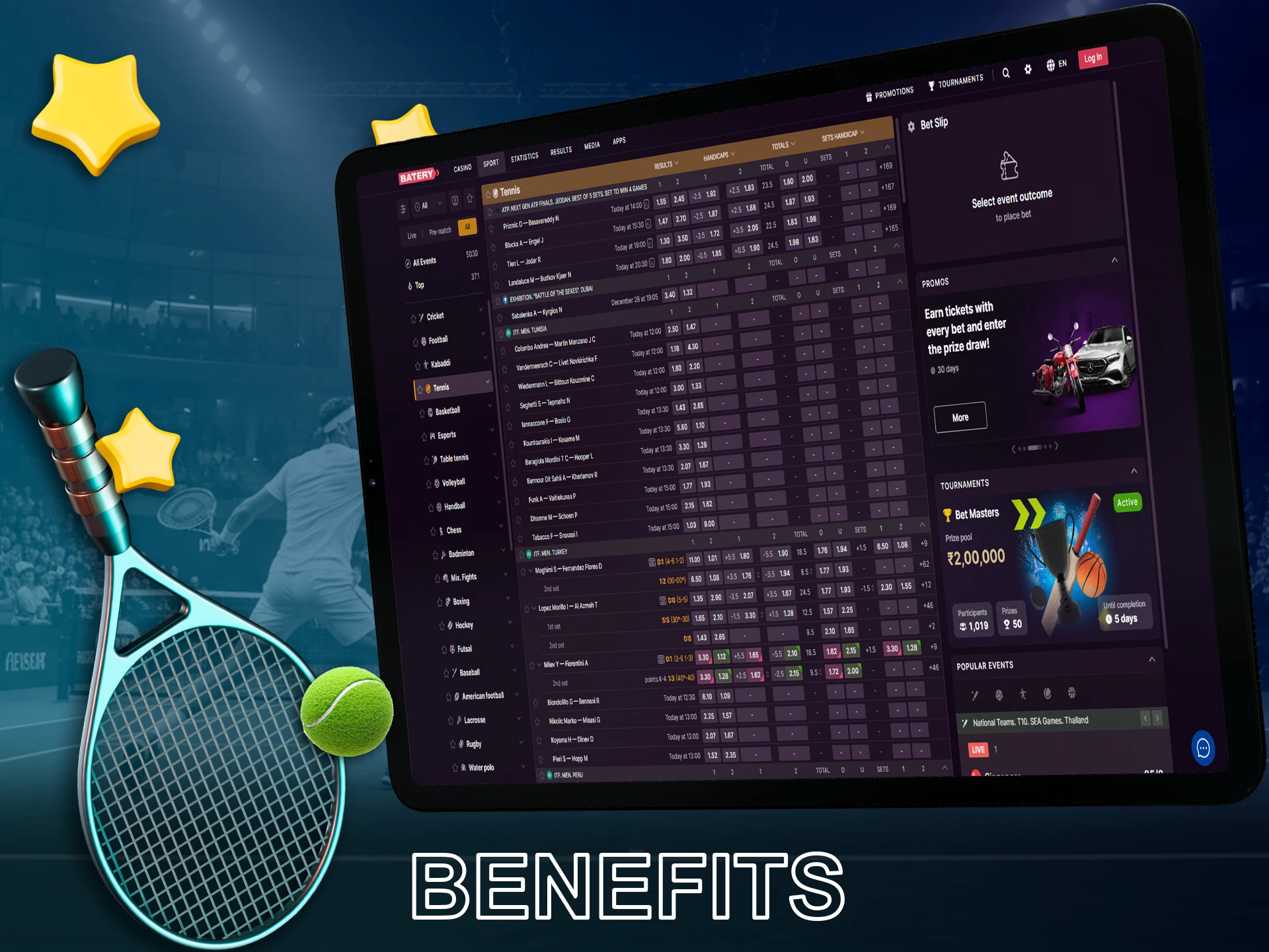 Find out about the possible benefits of bookmakers for tennis betting