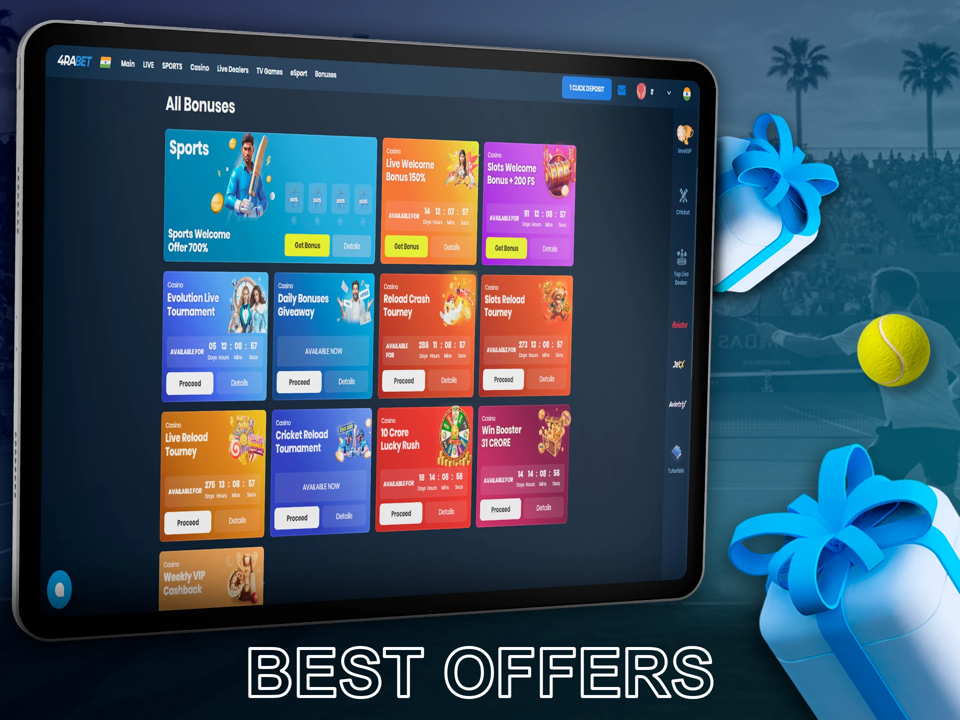 Get the best tennis betting bonuses from bookmakers.