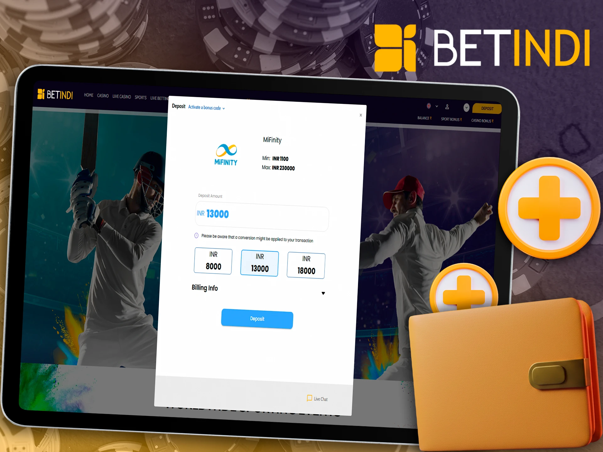 Fund your Betindi account and get to betting.