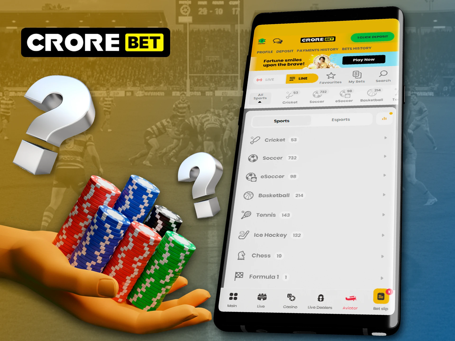 Start placing bets now in the Crorebet app.