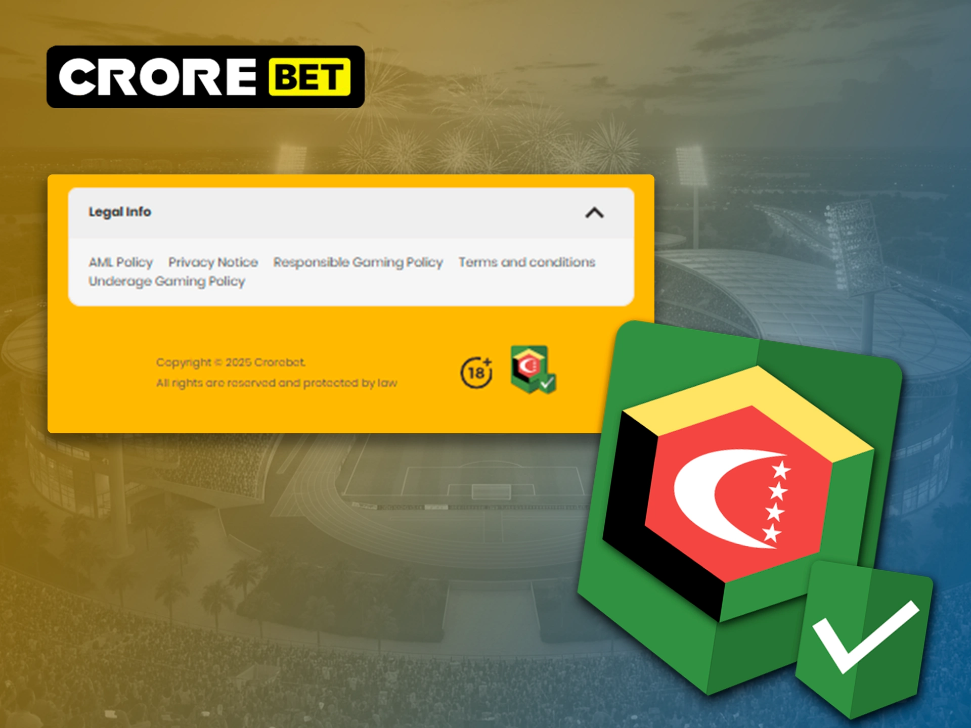 Crorebet is legal and has an official license.