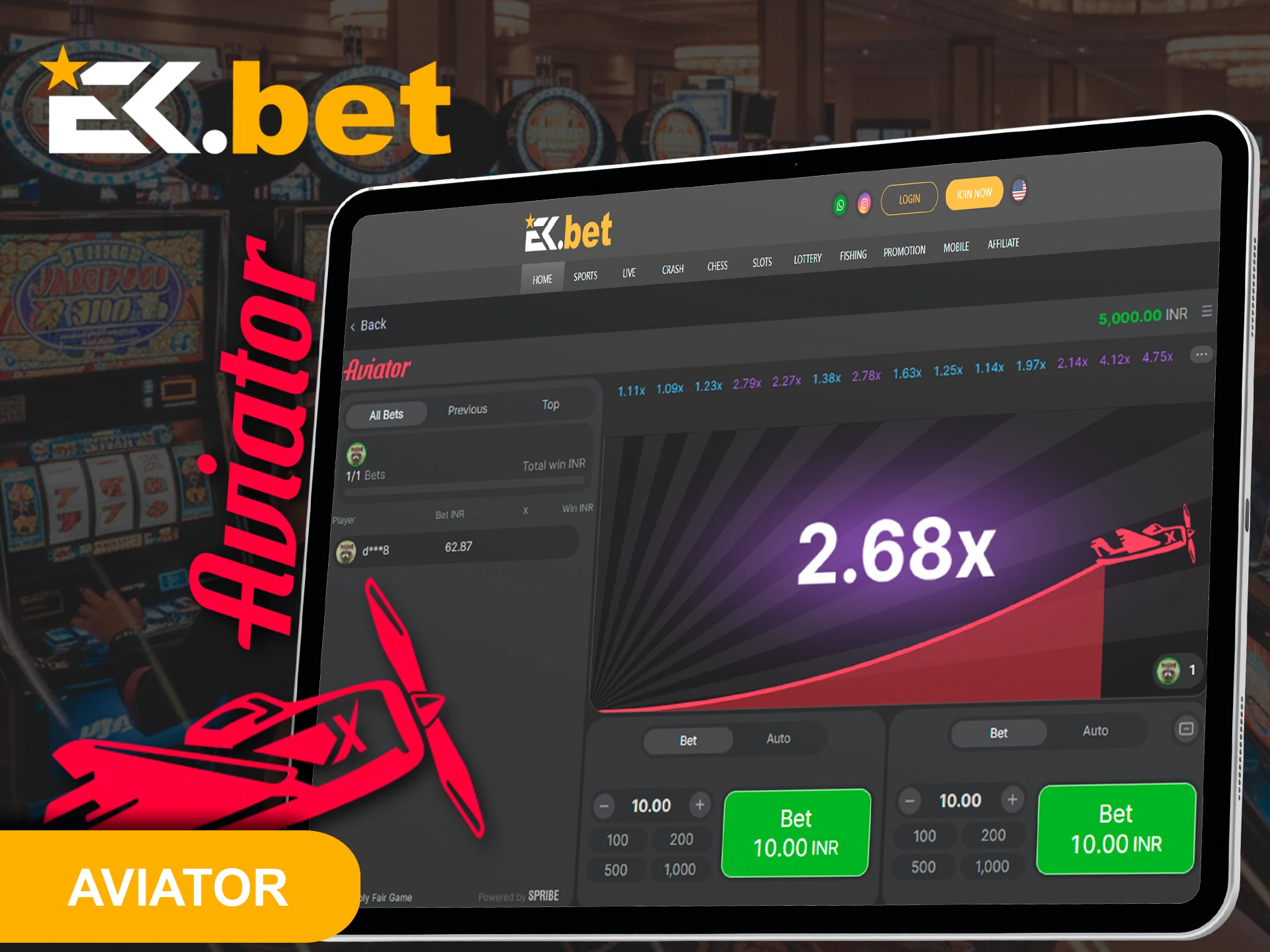 Take flight with the Aviator game at EkBet.