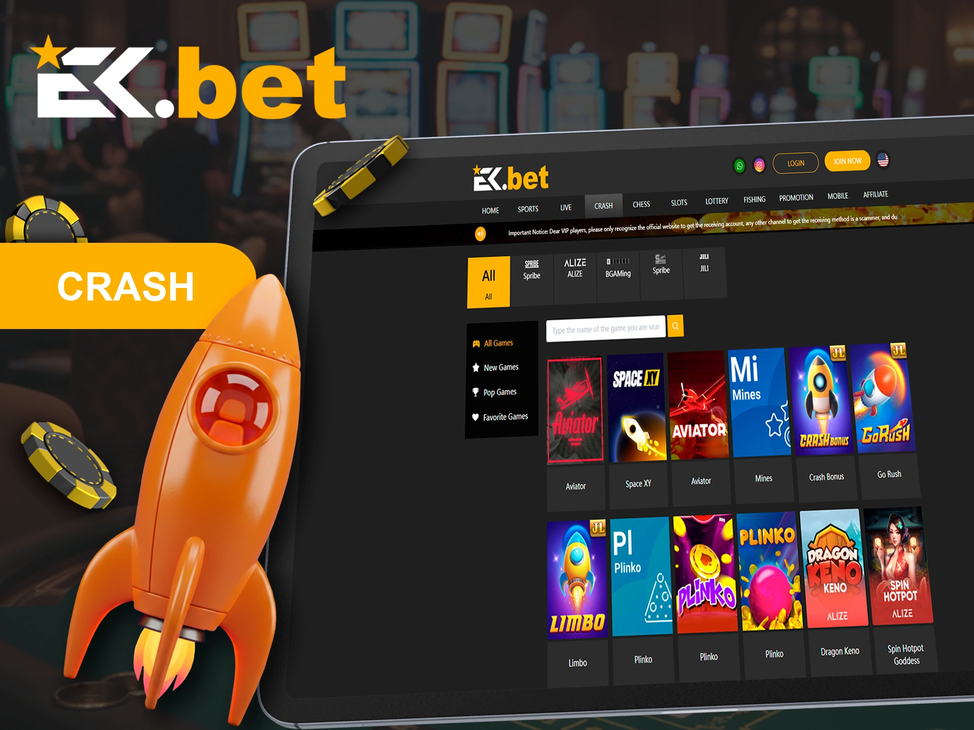 Become a crash game pro with EkBet.