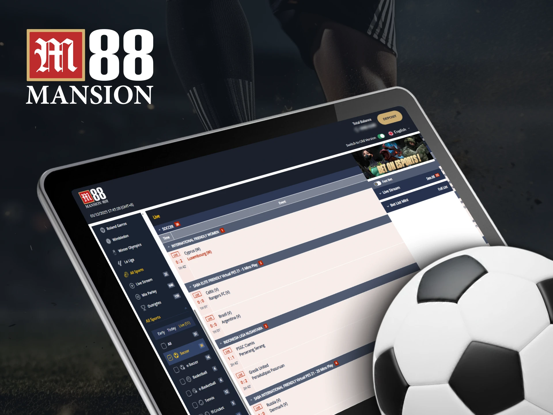 Find football match leagues available for wagers on M88.