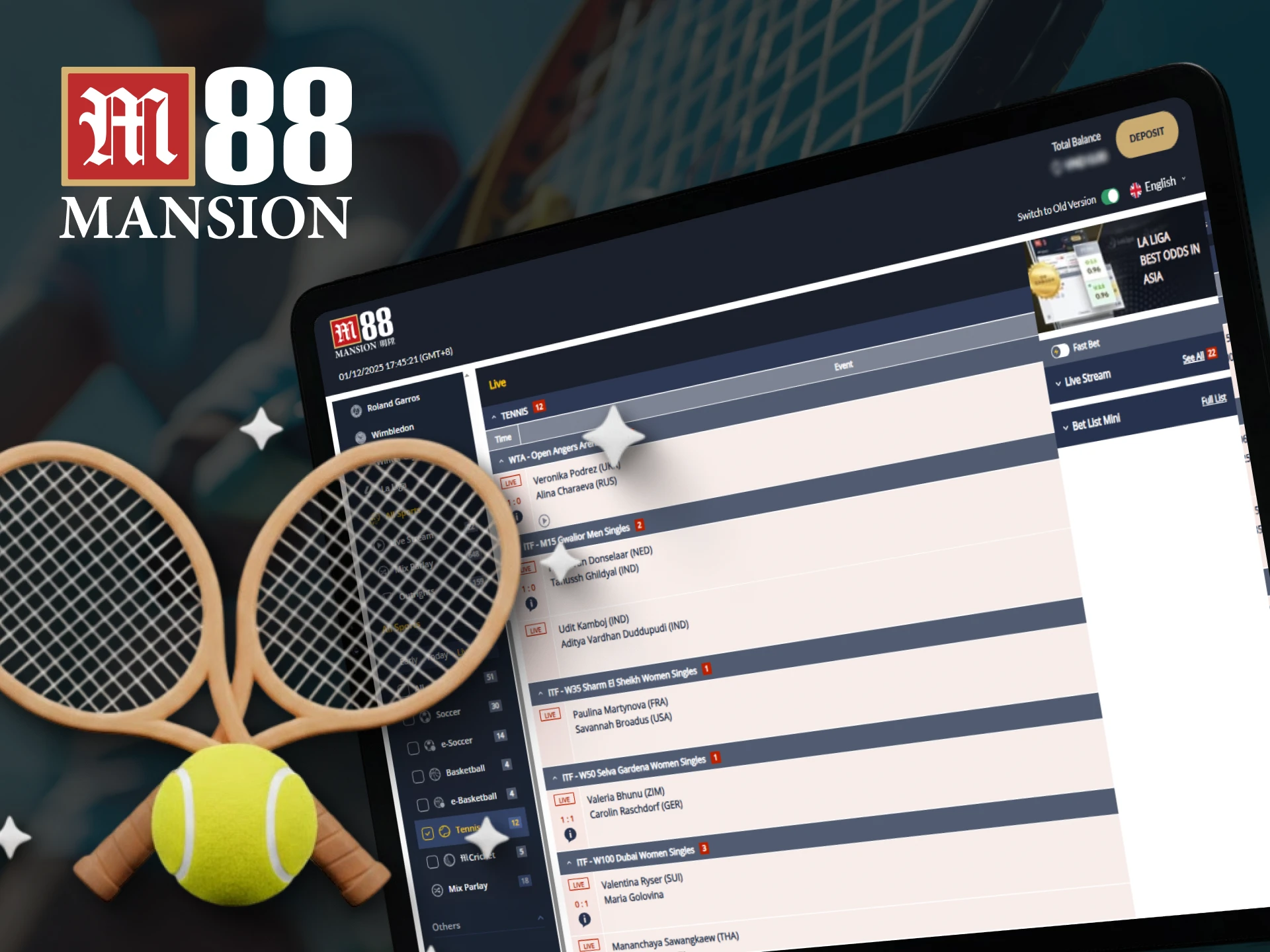 Discover the best Tennis odds for quick wins at M88.