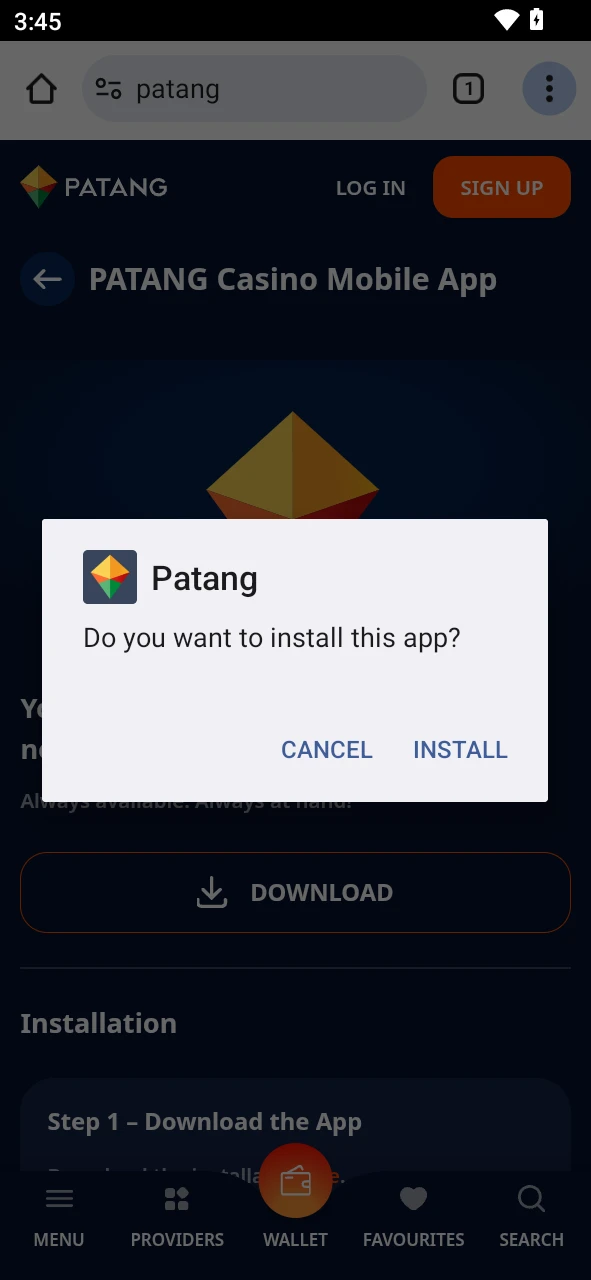 Install the Patang app on your Android device.