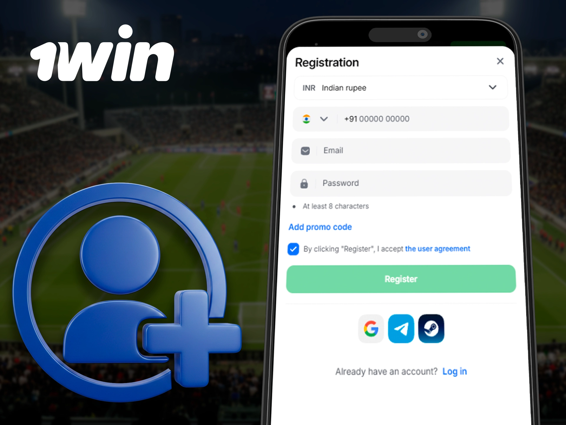 Register in the 1Win mobile app.