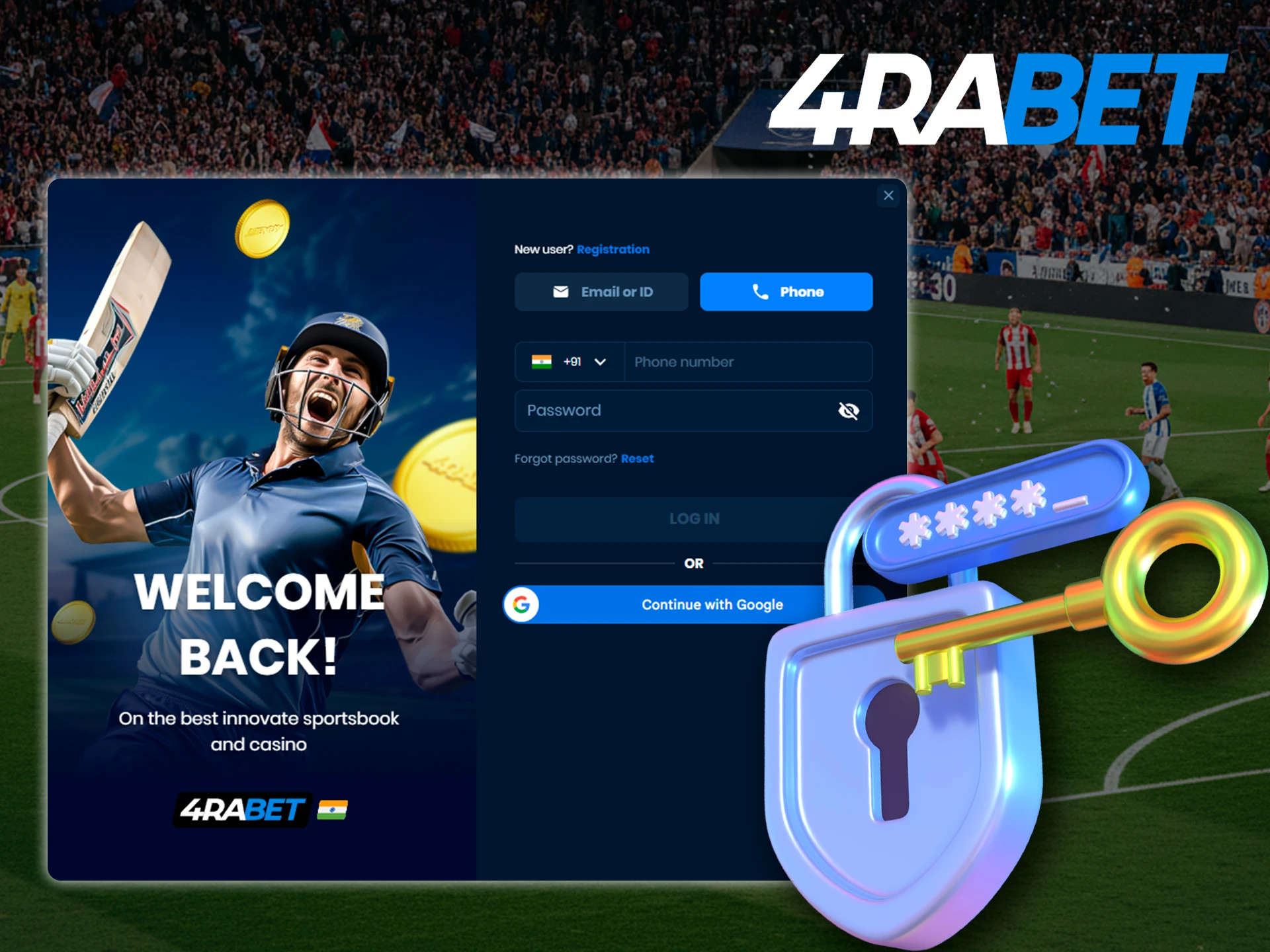 Login to your 4RaBet account to place bets and play at the casino.