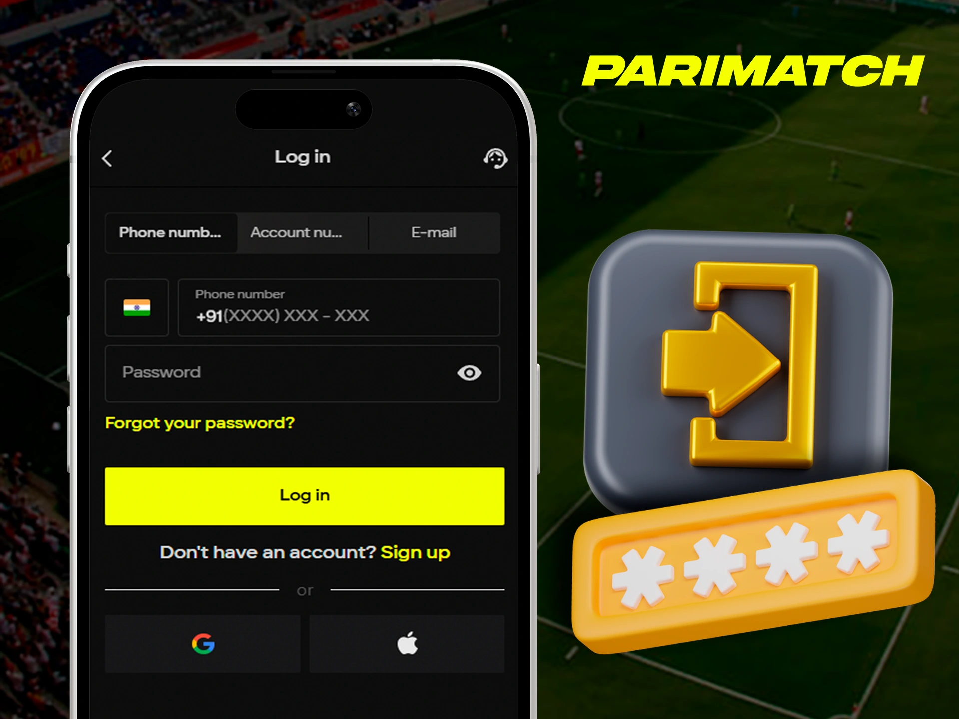 In the Parimatch mobile app, you do not need to create an account again, just log in.