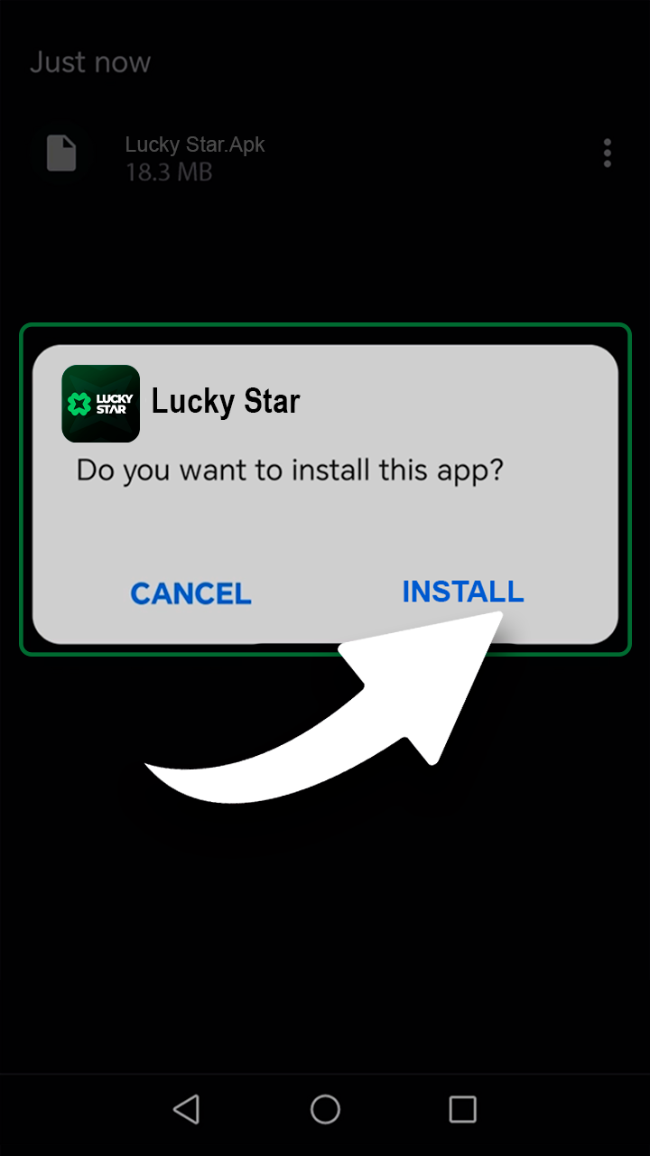 Finalizing the Lucky Star APK installation process.