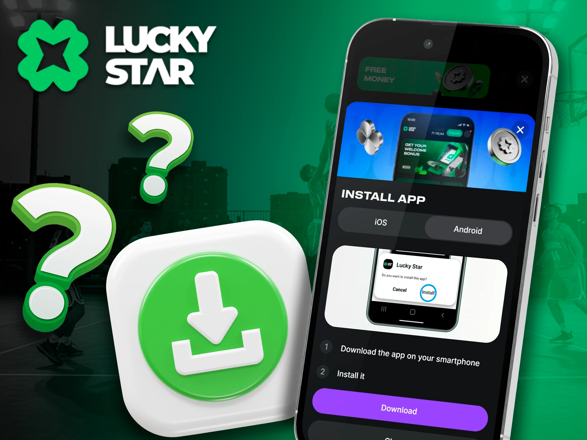 Manual installation steps for the Lucky Star app.