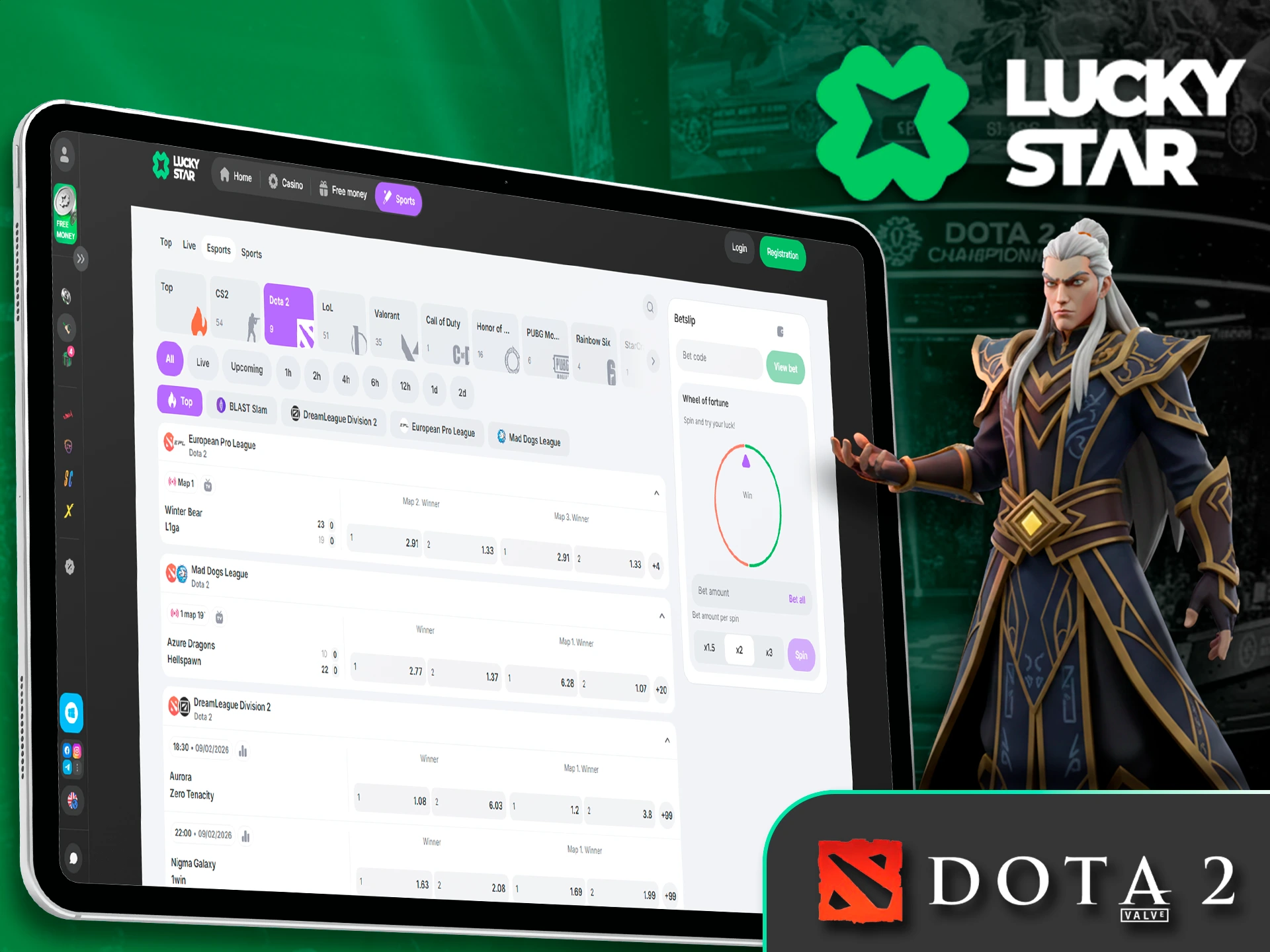 Lucky Star betting options for Dota 2.
