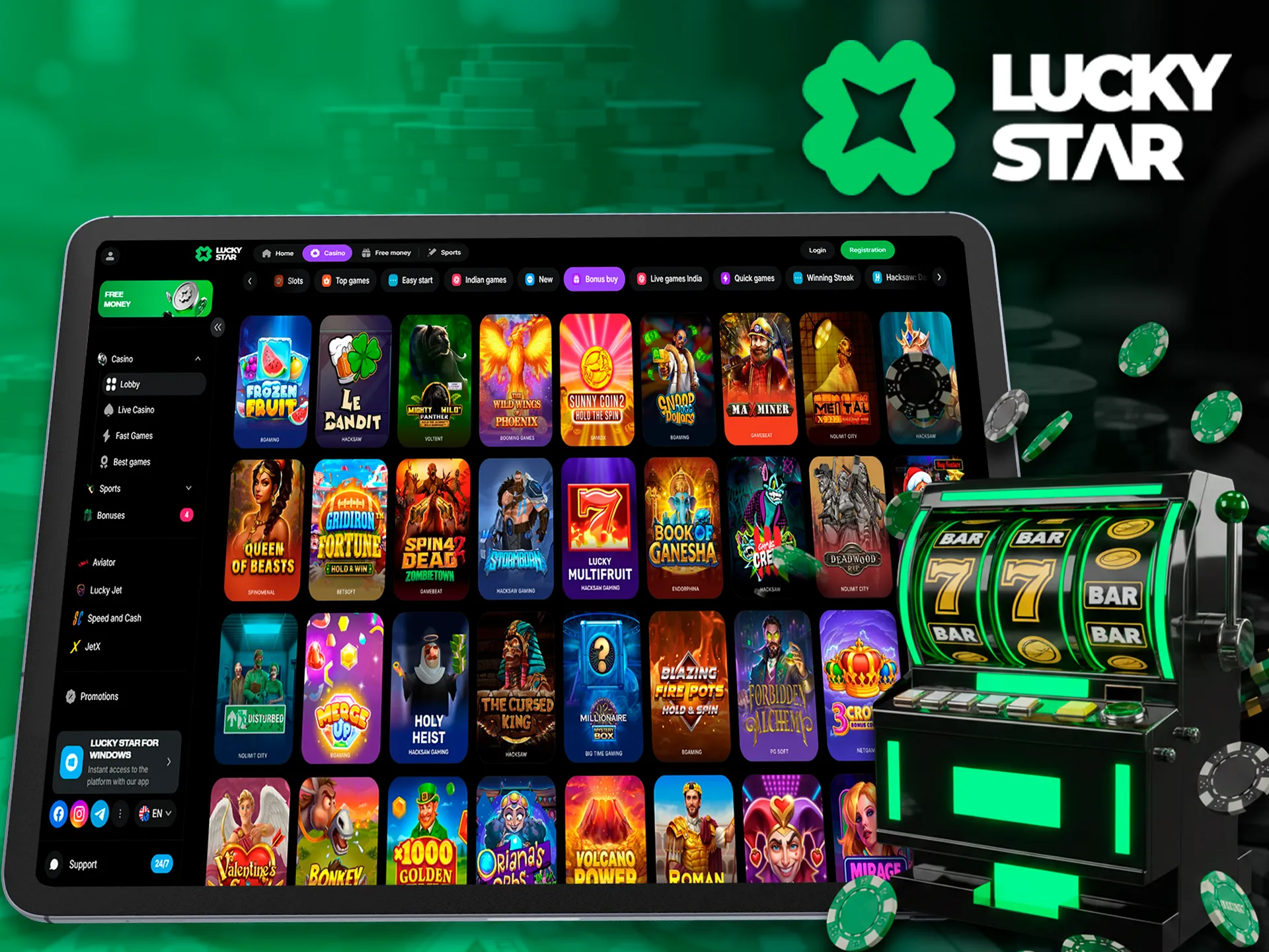 Lucky Star Drops and Wins tournament details.