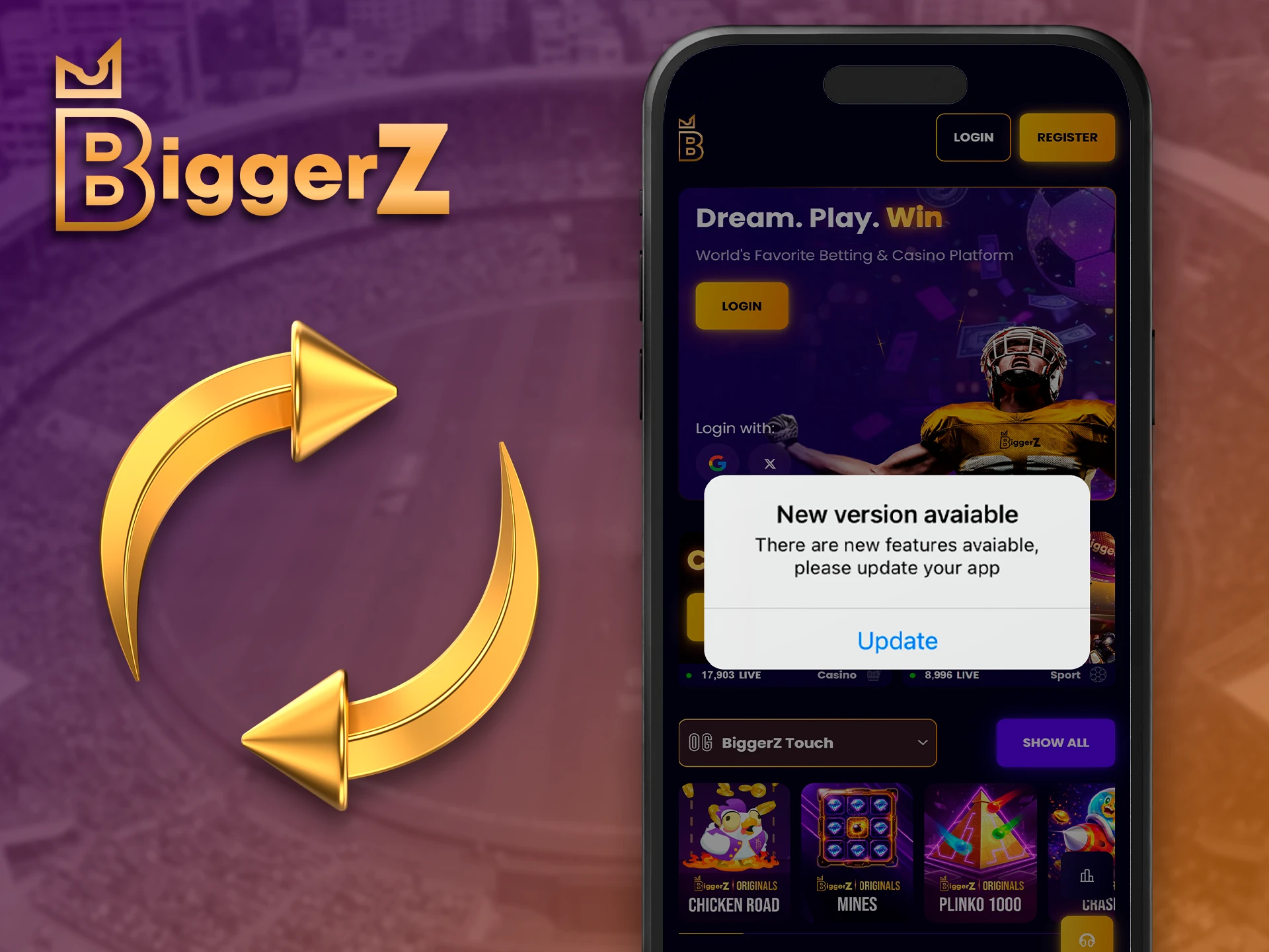 Manual and automatic update guide for the BiggerZ app.