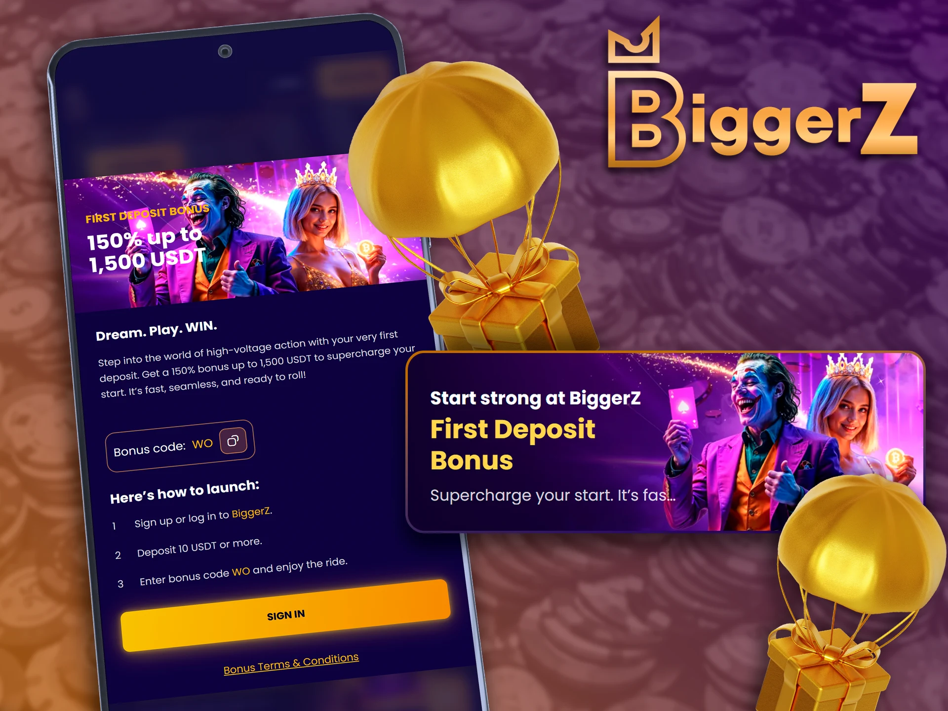 Generous welcome packages for new BiggerZ app sign-ups.