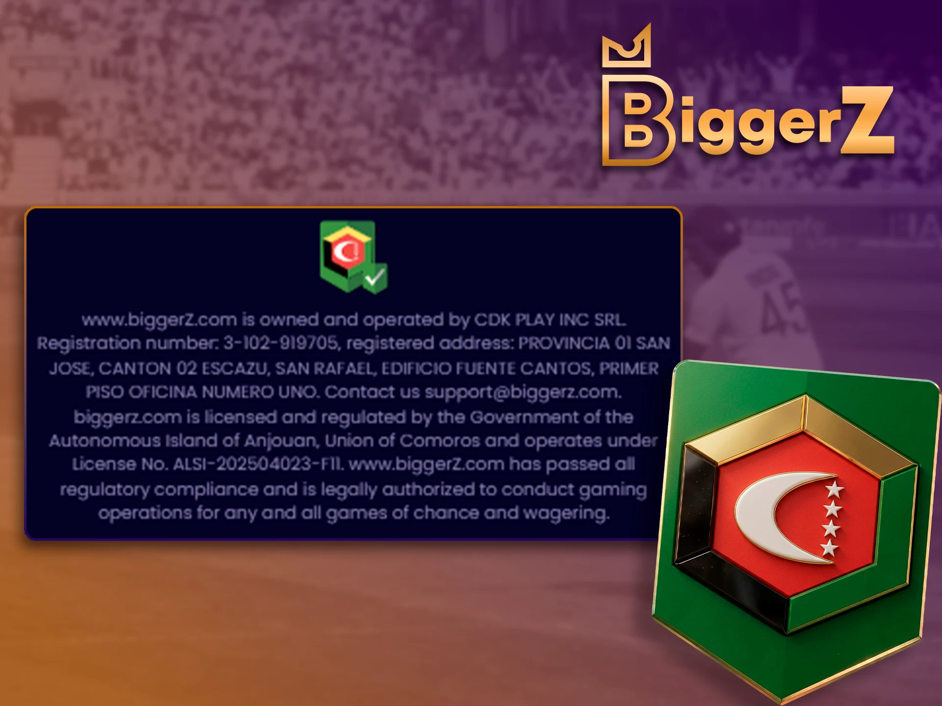 Legal status and licensing of BiggerZ operations in India.