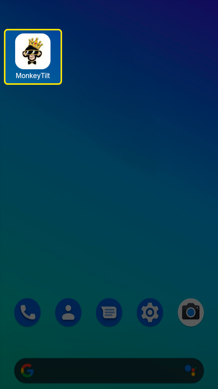 Starting your first betting session in the MonkeyTilt app.
