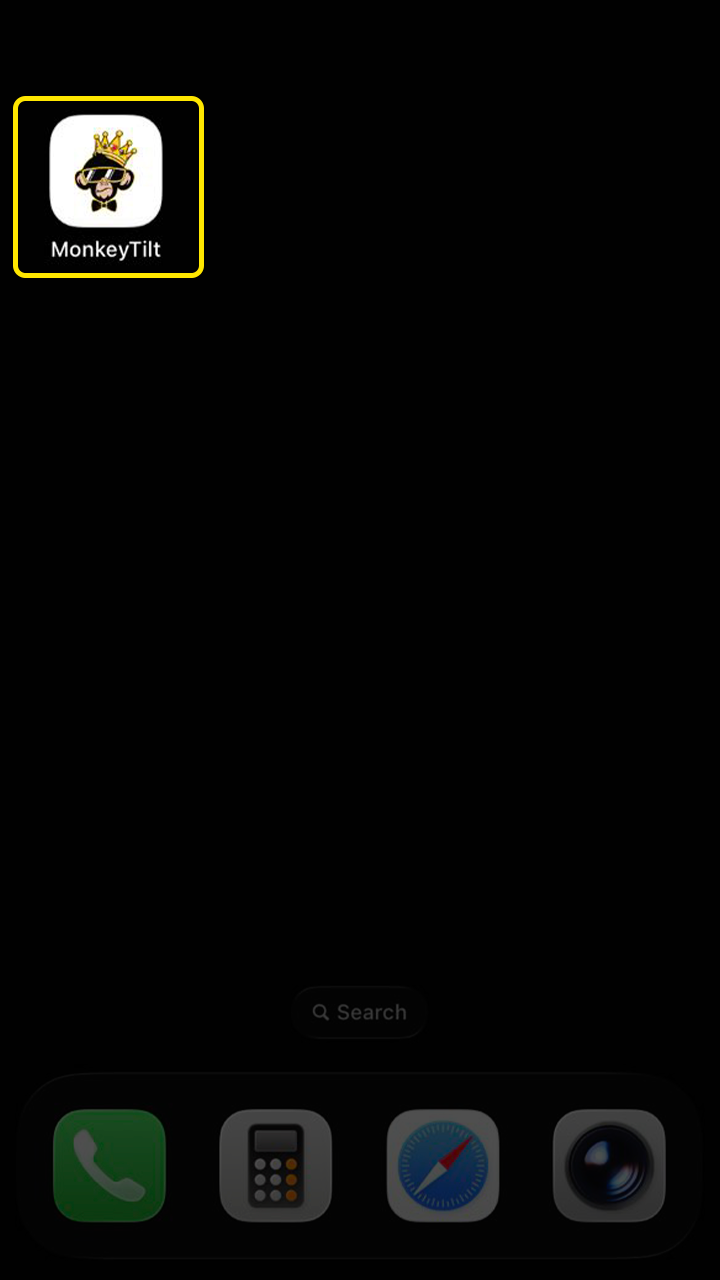 Opening the MonkeyTilt application on your iPhone or iPad.