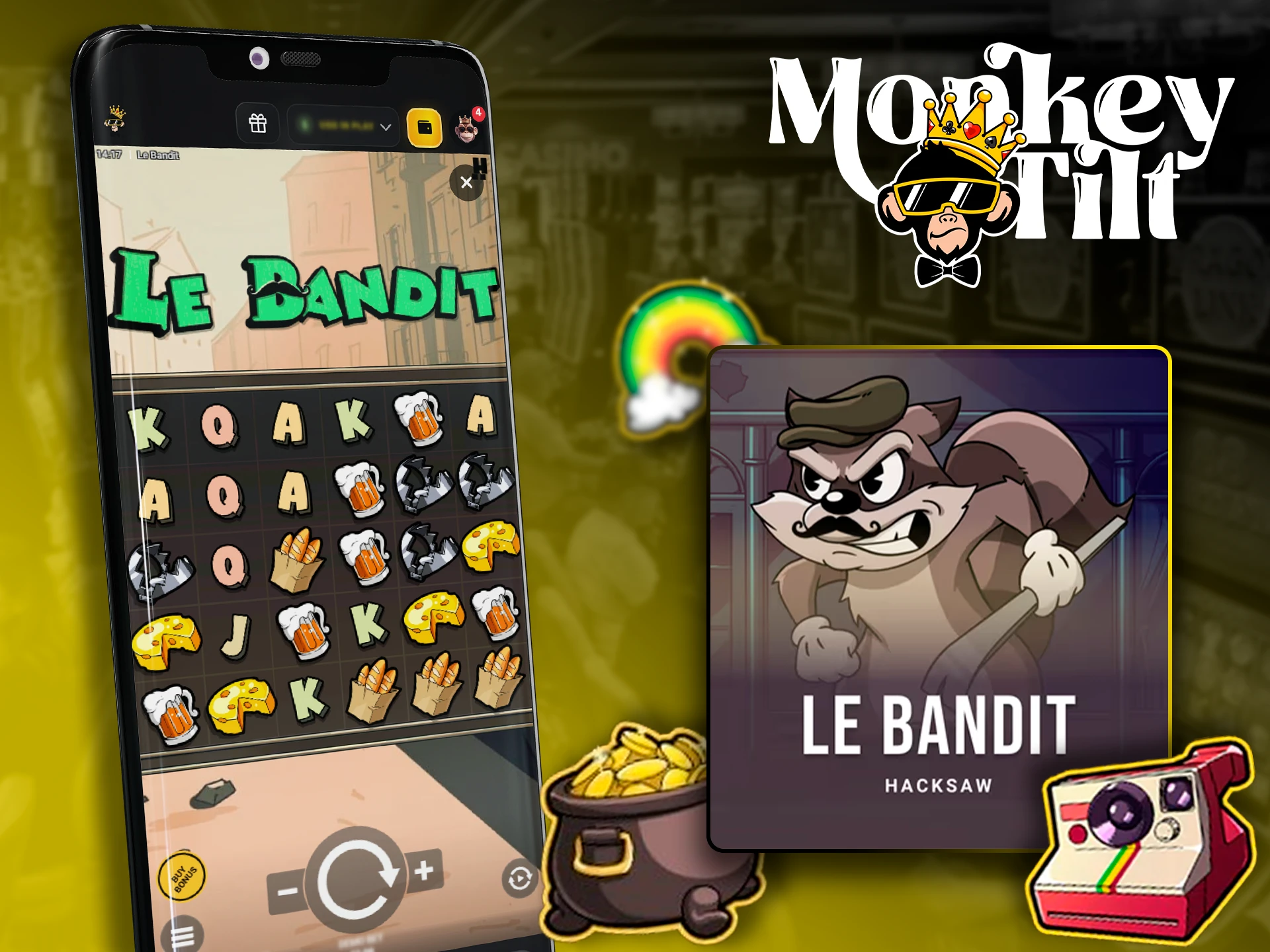 Experience the Le Bandit slot via the MonkeyTilt app.