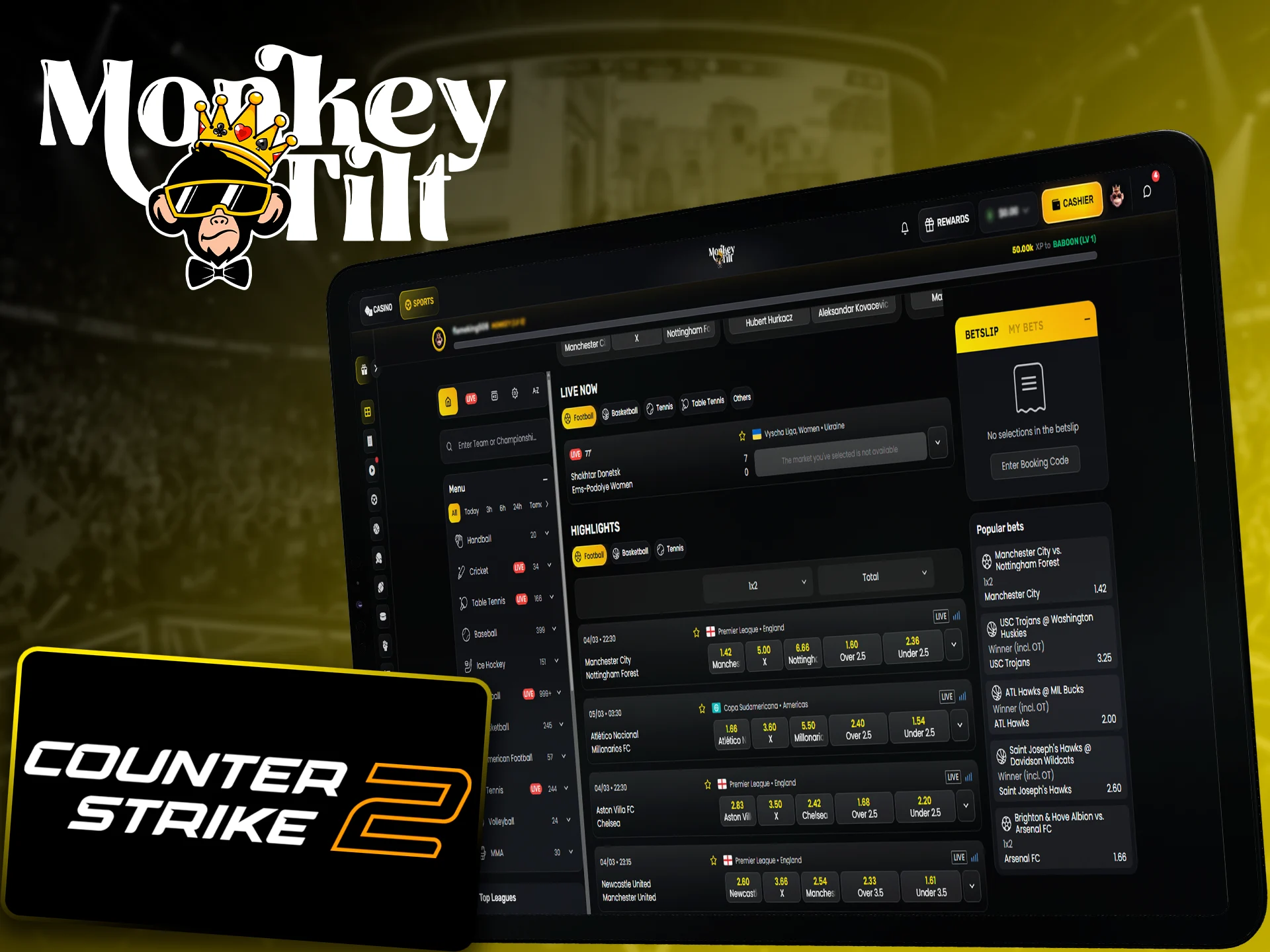 Place your bets on Counter-Strike 2 via MonkeyTilt.