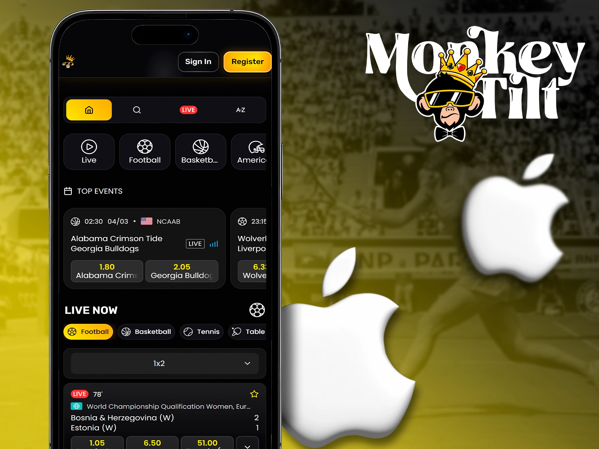 Find out how to get the MonkeyTilt app for quick access to bets.