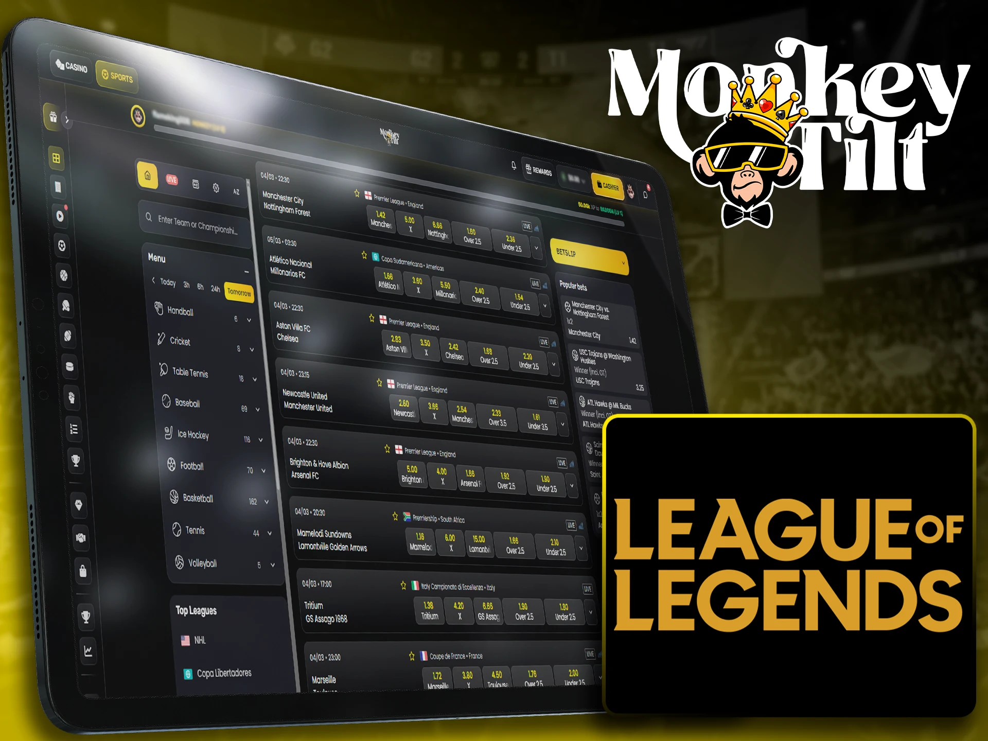 League of Legends eSports betting opportunities at MonkeyTilt.