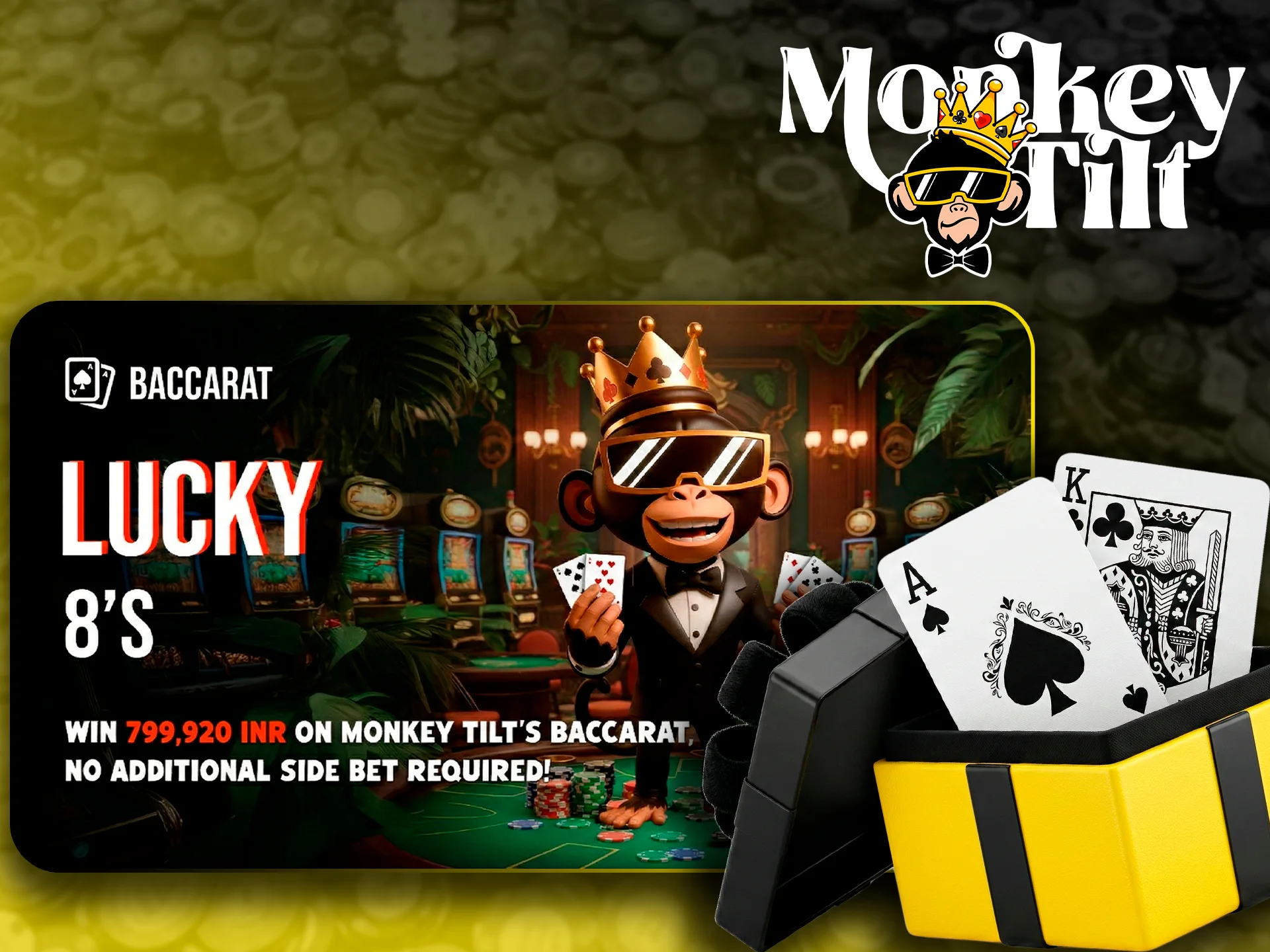 Play Baccarat on MonkeyTilt to win huge cash prizes.