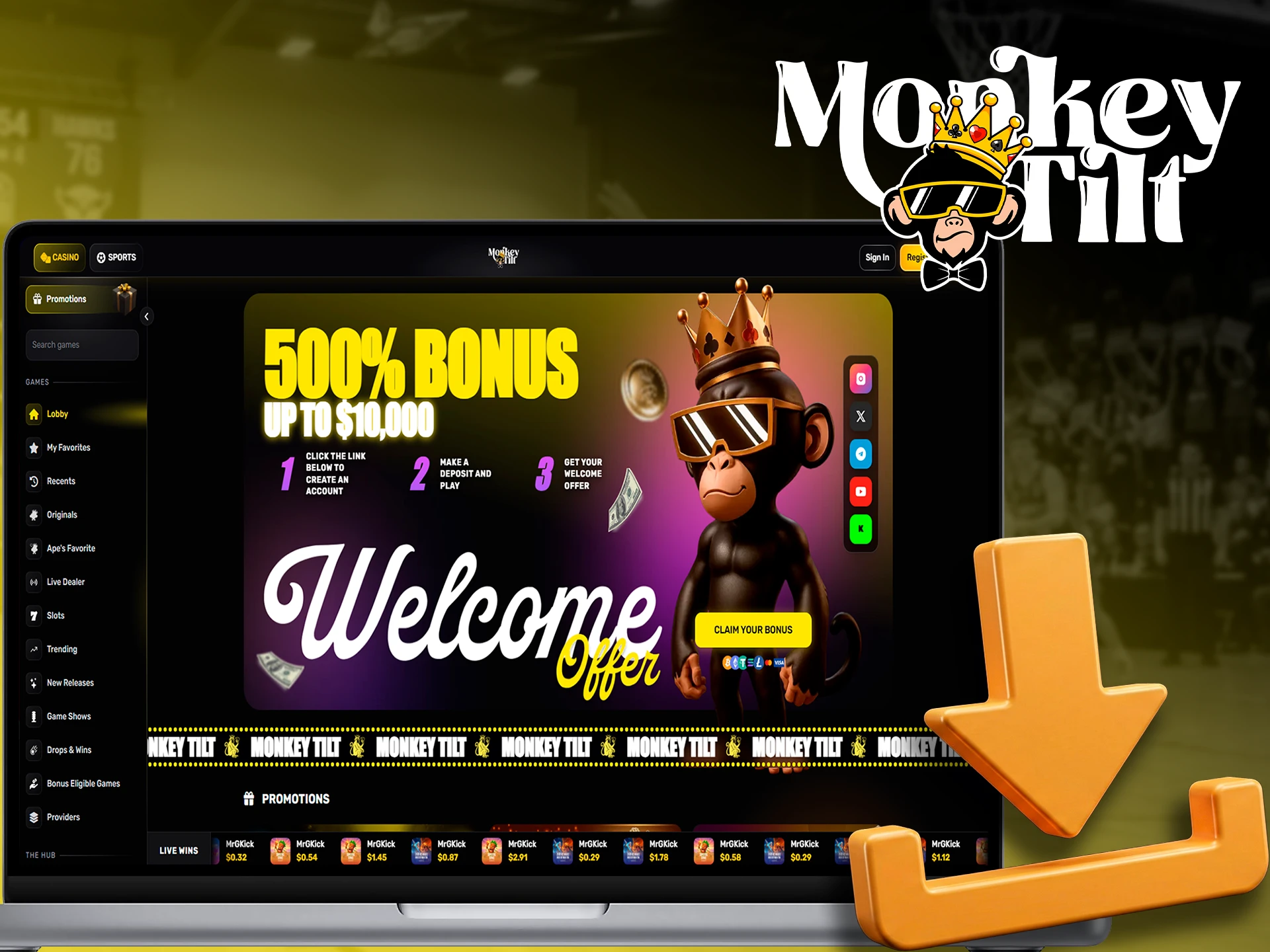 Accessing the MonkeyTilt desktop version for your computer.