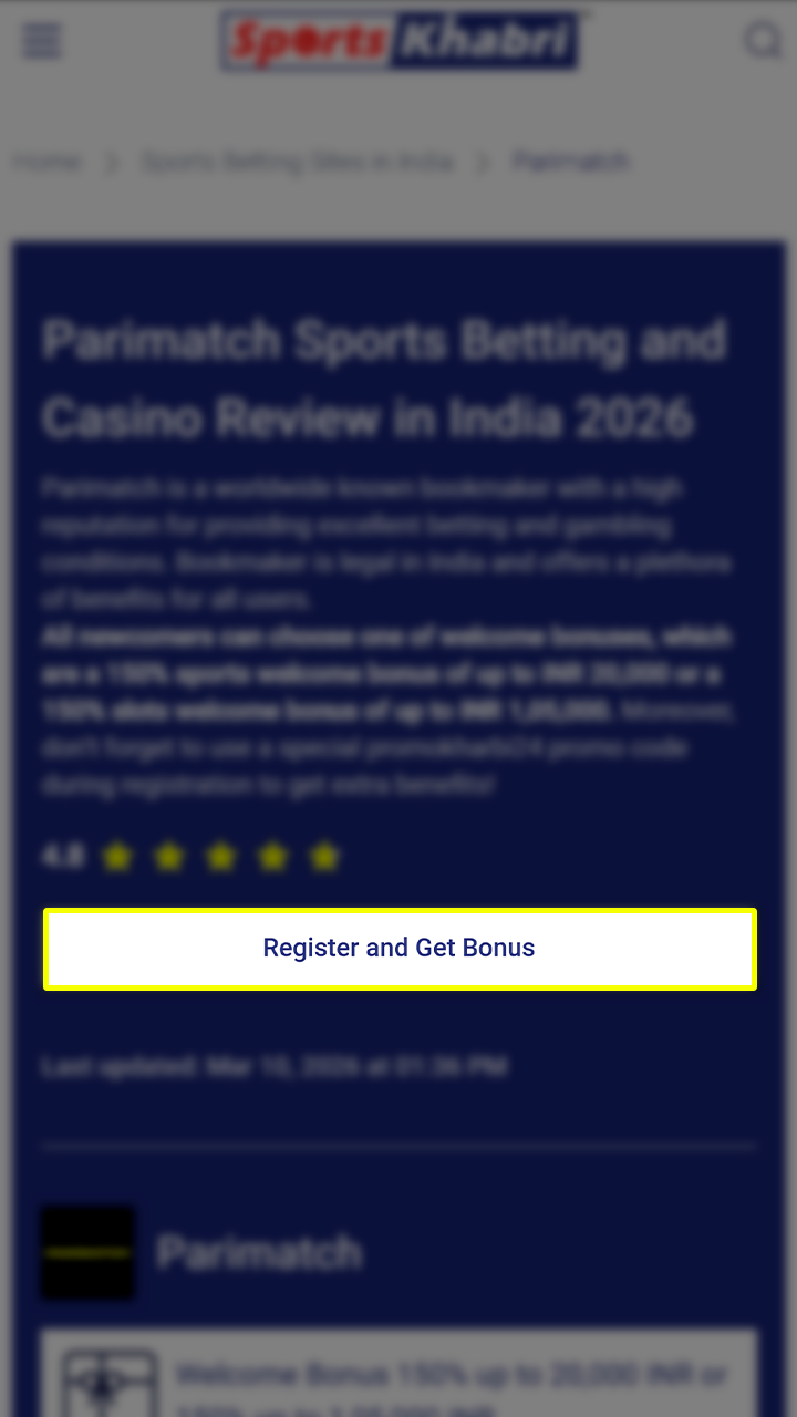 Use the Sportskhabri link to register at Parimatch.