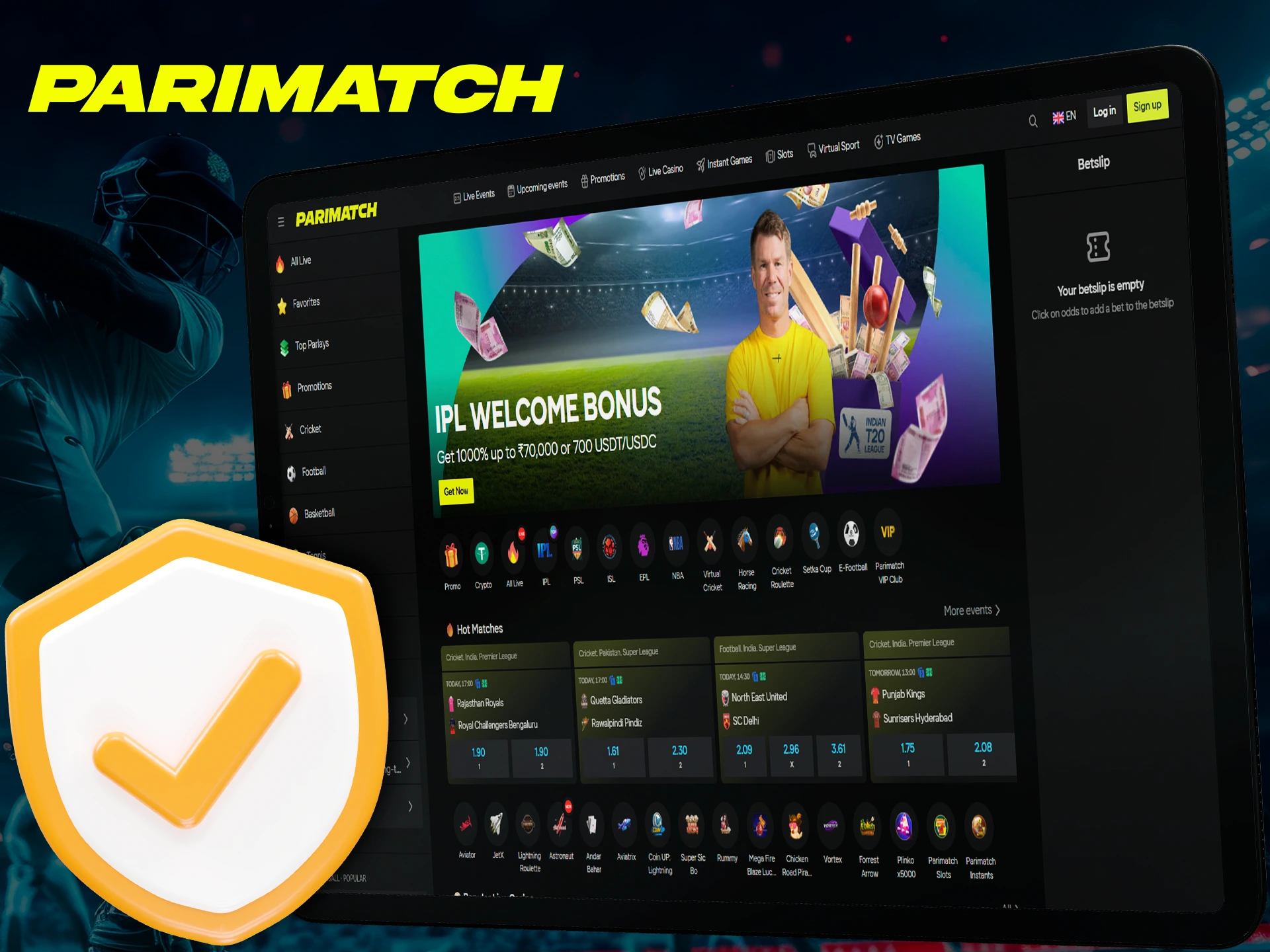 Parimatch is a licensed and legal online betting platform.